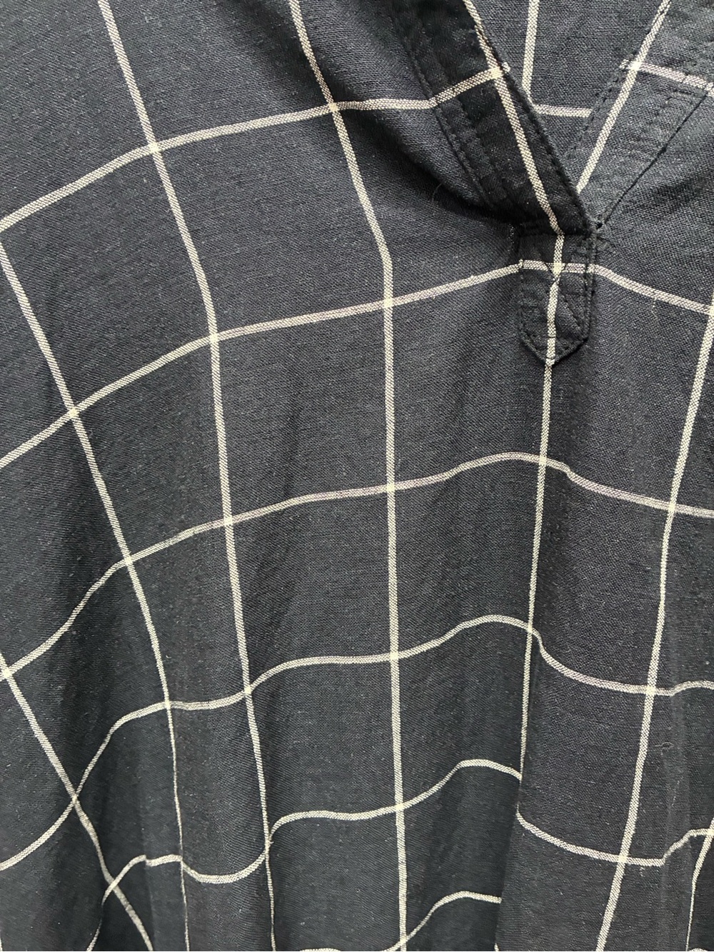 Tahari windowpane oversized shirt size 3x linen blend black white popover - Picture 3 of 7